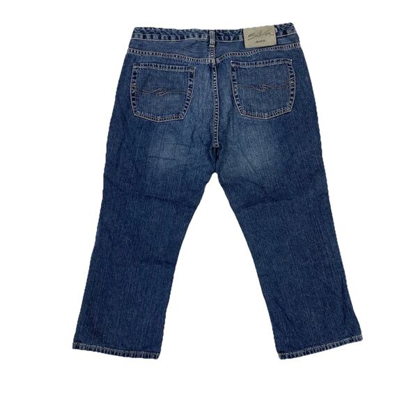 Vintage Silver Jeans Canada 32x22 Straight Leg Denim Cropped Capri Blue - Picture 1 of 10